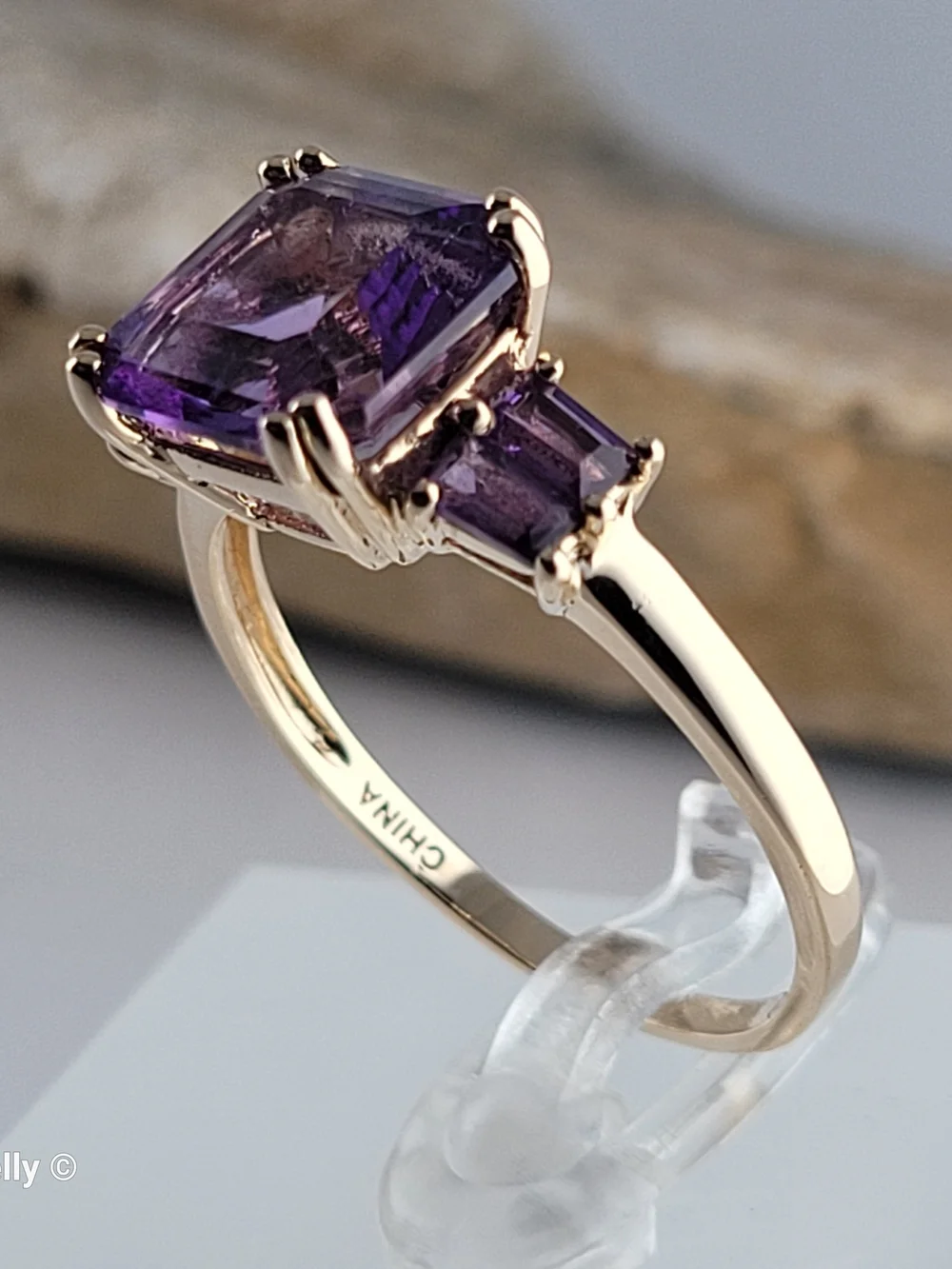 14K Yellow Gold Purple Amethyst Cocktail Ring Size 11 - Solid Gold! 👌🎁